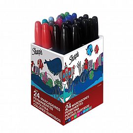 MARCADOR SHARPIE FINO PERMANENTE EXHIBIDOR X 24U. V/COLORES (2102505)