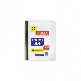 FOLIO LUMA A4 BORDE COLOR X 100U. (31-041) POLIETILENO