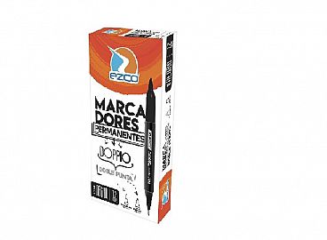 MARCADOR EZCO PERMANENTE DOPPIO DOBLE PUNTA X 12U. C/U