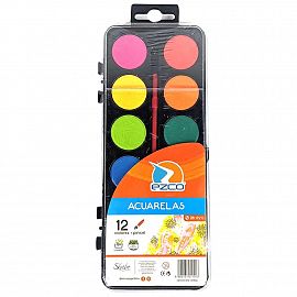 ACUARELA EZCO X 12 COLORES ESTUCHE + PINCEL (404100-12P)