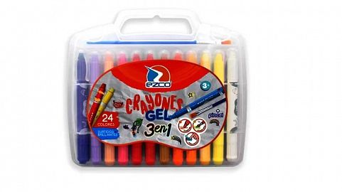 CRAYONES EZCO VALIJA GEL X 24 + PINCEL (403900-24)