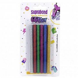 BARRA SUPRABOND ADHESIVAS GLITTER X 12U. 6 COLORES 0.70 CM X 10 CM