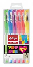 BOLIGRAFO FILGO ROLLER GEL POP FLUO ESTUCHE X6U. (GP8-E6-FLU)