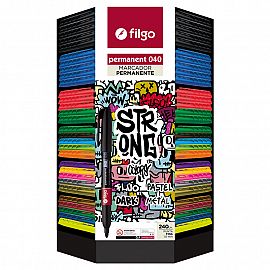 EXHIBIDOR FILGO MARCADOR PERMANENTE 040 PTA FINA X 240U. V/COLORES