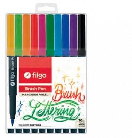 MARCADOR FILGO BRUSH PEN PUNTA PINCEL X 10U. V/COLORES (BSH-E10-SUR)