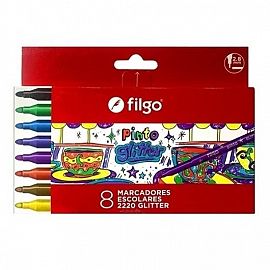 MARCADOR FILGO PINTO ESTUCHE X8U. GLITTER  (CM2220-E8-GLI)