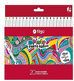 MARCADOR FILGO PINTO PUNTA CONICA ESTUCHE X20U. V/COLORES (CM2221-E20-SUR)