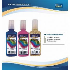 PINTURA EQ ARTE DIMENSIONAL 3D METALIZADOS 40ML C/U