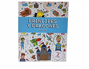 LIBRO SPLASH KIDS PARA COLOREAR PRINCIPES Y DRAGONES C/STICKERS