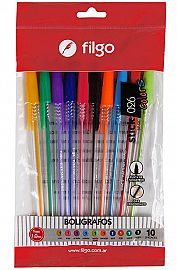 BOLIGRAFO FILGO STICK 026 COLORS X 10 COLORES SURTIDOS (SK10-F10-SUR)