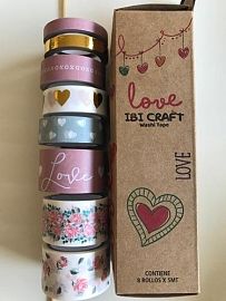 WASHI TAPE IBICO BOX X8U 5MTS LOVE (055762)