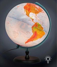 GLOBO TERRAQUEO 30CM / BASE DE PLASTICO FÍSICO / POLÍTICO CON LUZ (307FPLW)