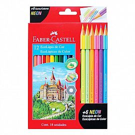 LAPIZ COLOR FABER CASTELL ECOLAPIZ X12U. + 6U.NEON (112671/120112+6N)