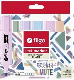 RESALTADOR CHATO FILGO TEXT MARKER PUNTA BISELADA X5U (TXM-E5-MUTE)