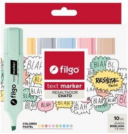 RESALTADOR CHATO FILGO TEXT MARKER PASTEL X10U (TXM-E10-PAS)