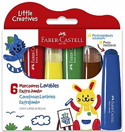 MARCADOR LAVABLE FABER CASTELL EXTRA JUMBO X6U (354504)