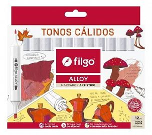 MARCADORES FILGO ALLOY DOBLE PUNTA TONOS CALIDOS X12U  (ALLYM-E12-CAL)