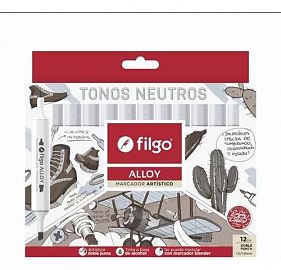 MARCADORES FILGO ALLOY DOBLE PUNTA TONOS NEUTROS X12U (ALLYM-E12-GRIS)