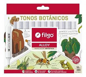 MARCADORES FILGO ALLOY DOBLE PUNTA TONOS BOTANICOS X12U (ALLYM-E12-BOT)