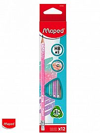 LAPIZ GRAFITO MAPED GLITTER C/GOMA X12 (851804)