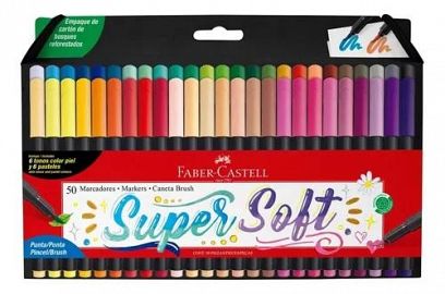 MARCADORES FABER CASTELL SUPERSOFT PUNTA PINCEL X50U C/ESTUCHE (556050)