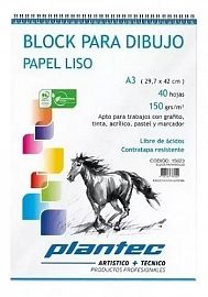 BLOCK DE DIBUJO PLANTEC ESPIRALADO LISO A3 40H 29.7 X 42 150GRS (15623)