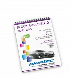 BLOCK DE DIBUJO PLANTEC ESPIRALADO LISO A5 40H 14,9 X 21 210GRS (15631)