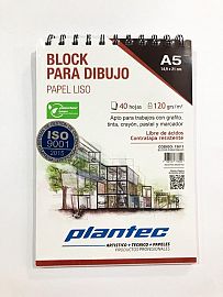 BLOCK DE DIBUJO PLANTEC ESPIRALADO LISO A5 40H 14,9 X 21 150GRS (15261)