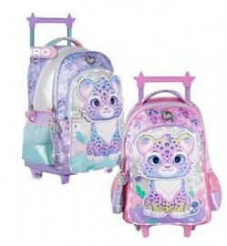 MOCHILA FOOTY SWEET LEOPARD C/LUZ LED C/CARRO 18