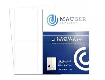 ETIQUETA AUTOADHESIVA MAUGER A4 PACK X20U.
