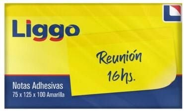 NOTAS AUTOADHESIVAS  LIGGO 75X125X100 AMARILLAS (440-0722)