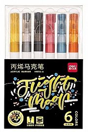 MARCADOR ACRILICO DELI GLITTER PUNTA REDONDA X6U (HM114-A)