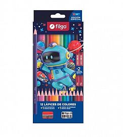 LAPICES DE COLORES FILGO PINTO GALAXY X12U + GOMA + LAPIZ (PN201-E12-FTSY5)