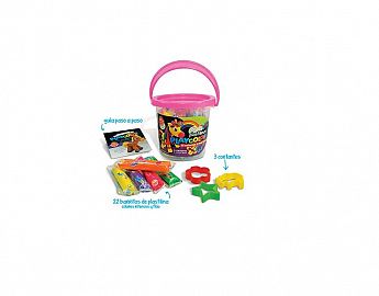 BALDE PLAYCOLOR PLASTILINA X 22U. + 3 CORTANTES (850001)