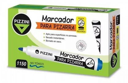 MARCADOR PIZZINI P/PIZARRA PUNTA REDONDA X10U C/U V/COLORES (1150)