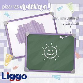 PIZARRA LIGGO COMBINADA 30X40 VERDE/BLANCA.